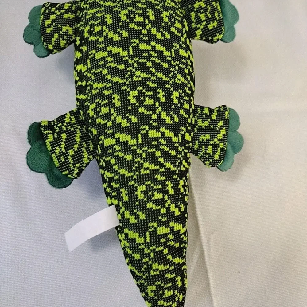 Roar Bite & Rip Alligator Dog Toy Stuffed Plush Squeaker Nylon Green Black New